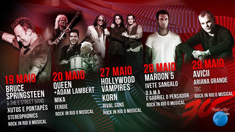 Cartel hasta el momento Rock in Rio Lisboa 2016