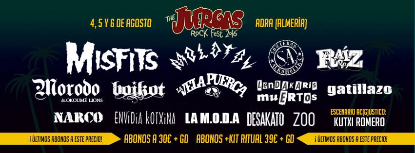 Cartel hasta el momento del Juergas Rock Fest 2016